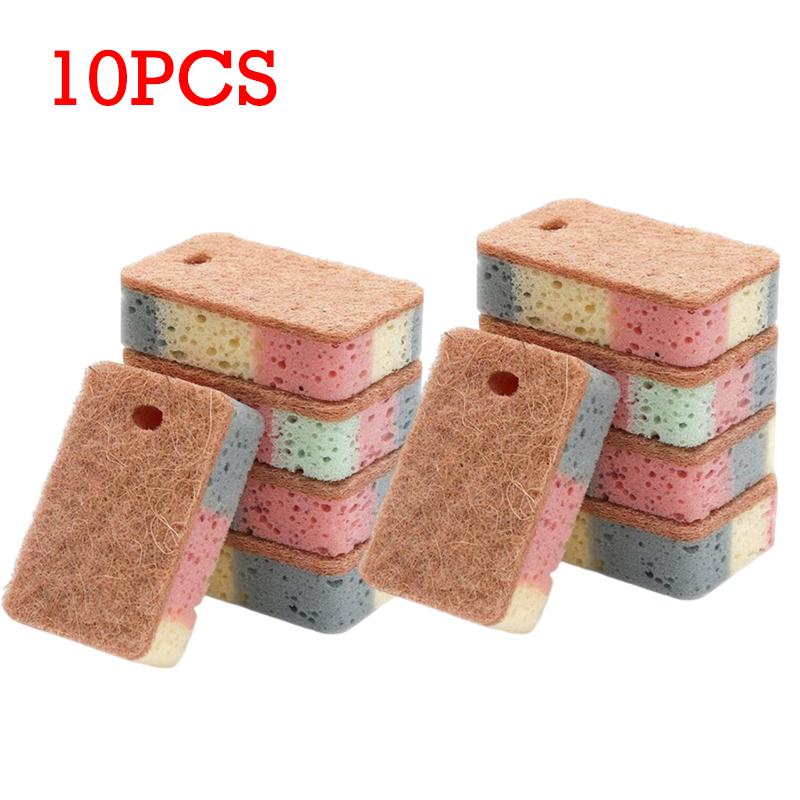 Xiaomi 5/10 STÜCKE Küchenreinigungsschwamm Holzzellulose Baumwolle Geschirrspülschwamm Scheuerschwamm Wiederverwendbarer Schwamm Radiergummi Küchenreinigungswerkzeuge