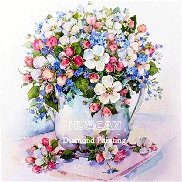 Huacan DIY Diamond Painting Square Flower New Diamond Embroidery 2019 Plant Crystal Mosaic