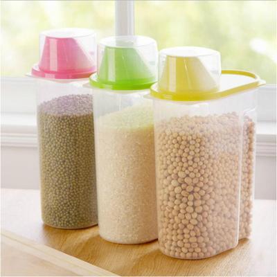 1 Stück 1,9 l Kunststoff Küche Reis Müsli Bohne Trockenfutter Aufbewahrung Spender Behälter Deckel Versiegelte Box Aufbewahrungsflaschen Glas Praktisch