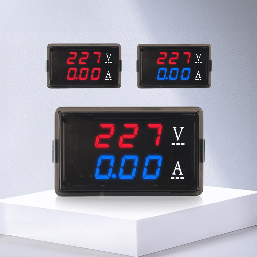 AC 70-480V Voltmeter Ammeter 2 In 1 Multimeter Voltage Current Tester Blue + Red LED Amp Dual Digital Volt Meter Gauge