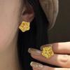 Retro Brushed Lily Flower Earrings for Women New In Fashion Micro Inlay Diamonds Luster Earings Stud Wedding Fine