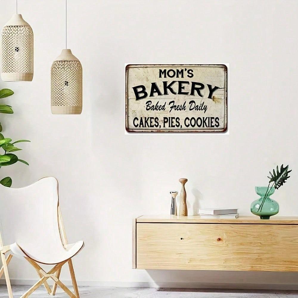 1pc Vintage Metal Bakery Sign 8x12in Funny Mom Gift Rustic Kitchen Wall Decor