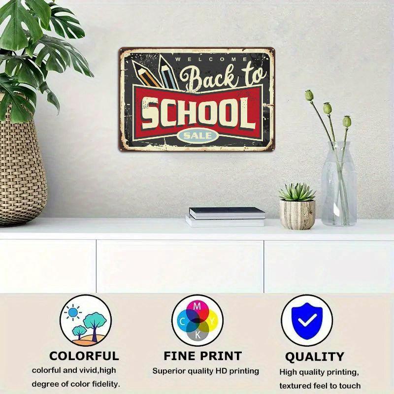 2D Flat 30*20cm Back To School Supplies Slae Sign, For Home Garage Wall Decor, Indoor Or Outdoor Bar Restaurant Cafe Bar