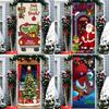 1Pcs Merry Christmas Door Cover Banner Polyester Snowman Tree Pattern for Christmas Tree New Year Holiday Party Front Door Home Wall Decor
