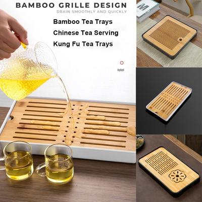 Nouveaux Plateaux à Thé Chinois en Bambou Écologiques Multi-styles Plateaux à Thé Kung Fu Usage Domestique Plateaux de Rangement d'Eau de Table Service à Thé Chinois