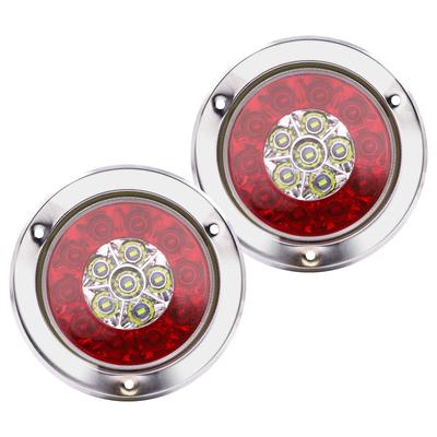 Biqing Okrúhle zadné svetlá na príves, 16 LED zadné brzdové svetlá na nákladné vozidlo Vodotesná lampa