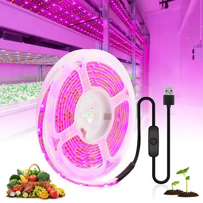 USB LED pěstební pásek s plným spektrem 0,5 m 1 m 2 m 3 m 4 m 5 m 2835 DC5V LED Fitolampy Pěstební světla pro pokojové rostliny Květiny Sazenice