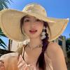 Women's Beautiful Lace Bowknot Wide Brim Straw Hat Beach Sun Protection Hat Sunshade Cap