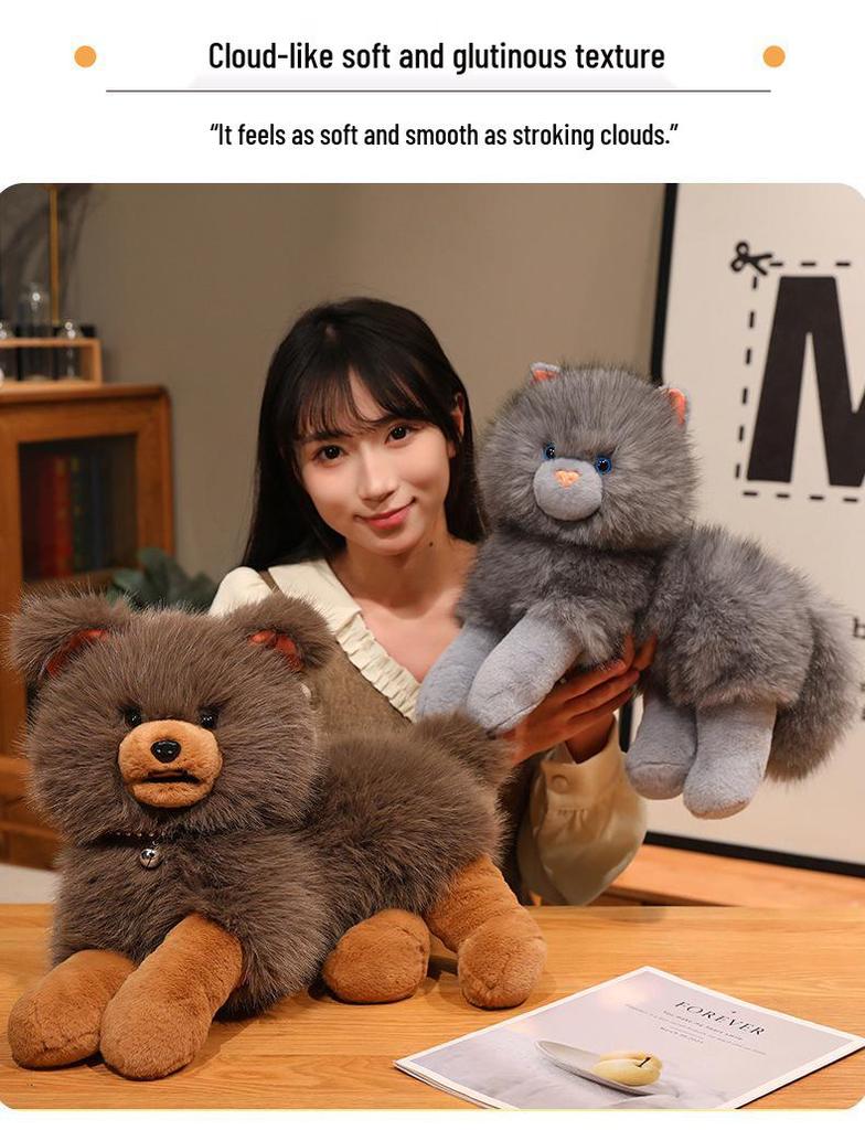 Realistic Cat & Dog Plush Animal Figurines: Cute, Soothing, and Interactive Toys