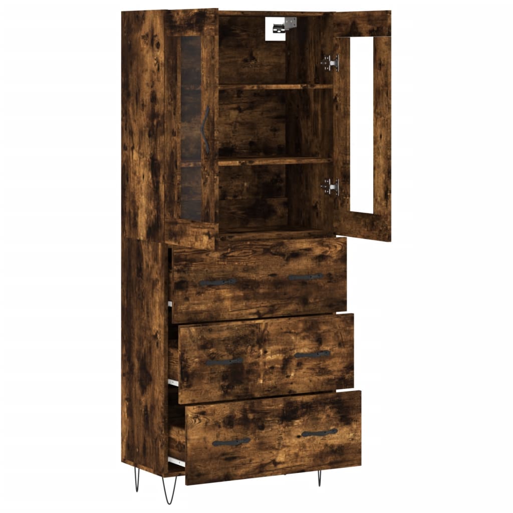 Highboard in Smoked Oak Finish 69.5 x 34 x 180 cm Particleboard