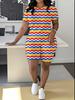 Striped code European and American women's clothing checkered printing T-shirt shorts set sports suit