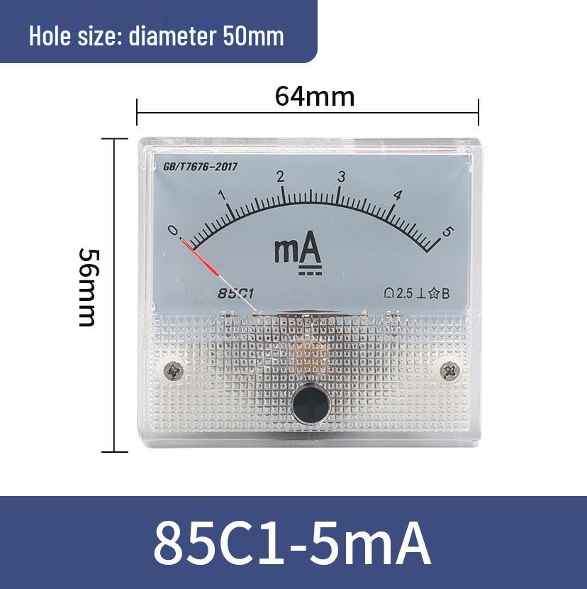 Pointer Type DC Ammeter Head 85C1-10A: Available In 1A, 2A, 3A, 5A, 50A, 500mA, 100uA, 30mA, and 50mA.