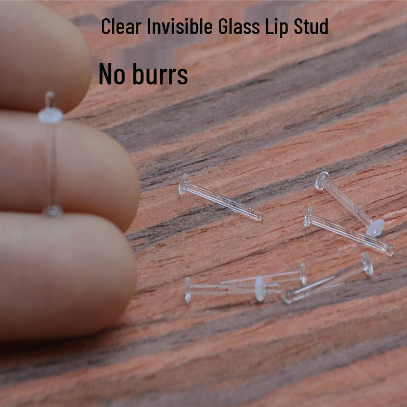 

Прозрачные стеклянные лабреты и серьги-гвоздики для губ и ушей - Японские и корейские невидимые украшения для пирсинга Rod Length 10MM