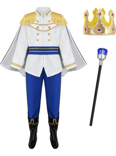 Charming Prince Costume For Children, Royal Prince Costume 7-8 Years синий