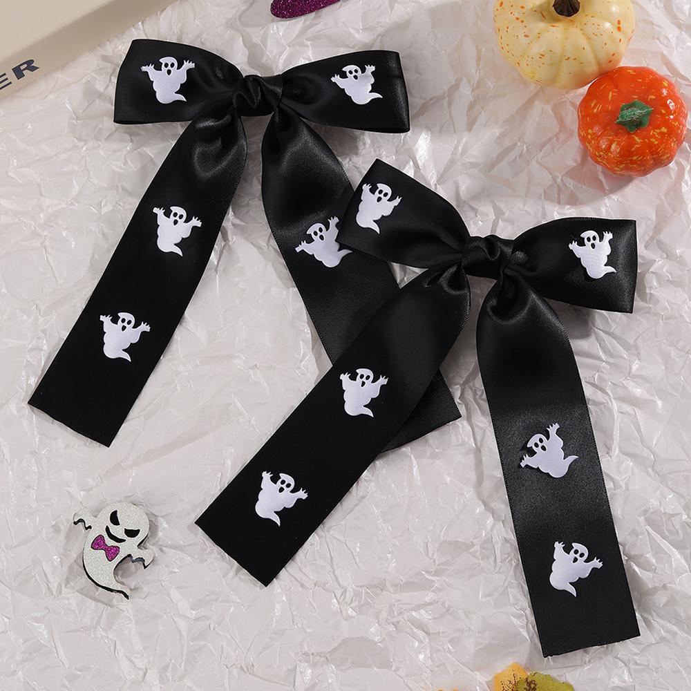 2Pcs Halloween Ghost Bow Hair Clips Cartoon Ghost Hairpins Spooky Bownot Barrette For Girls Children Gothic Headwear Accessories