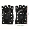 Punk Spiked Fingerless Gloves, Gothic Leather Gloves with Studs for Halloween & Cosplay
