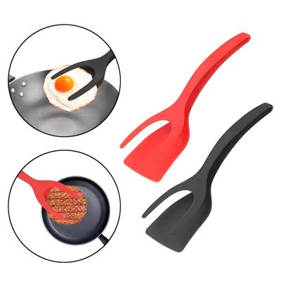 2'si 1 arada Naylon Spatula Maşa Çift Başlı Kızartma ve Pişirme Maşası Isıya Dayanıklı Uzun Saplı Mutfak Gereci