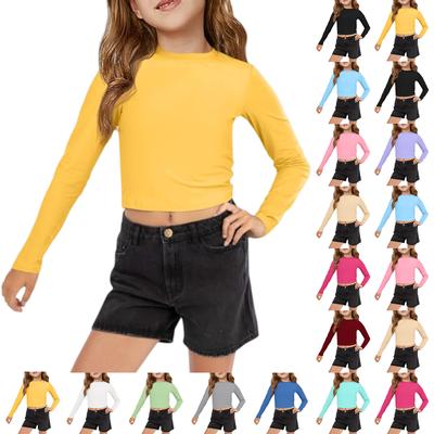 Kids Crop Tops Girls Long Sleeve Tee Shirts Fashion Top