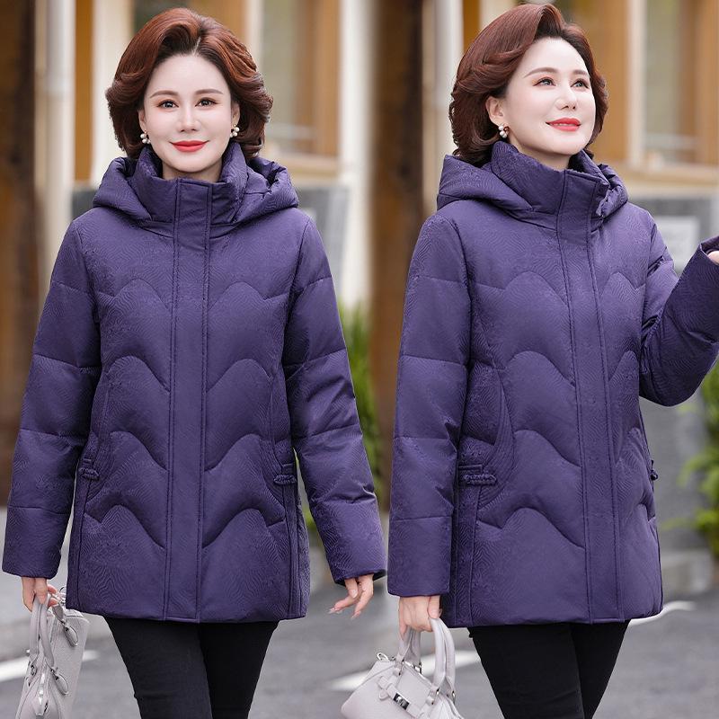 

Retro Style Women s Down Jacket - Elegant Mid-Length, Warm, Thick Coat for Middle-Aged and Elderly Moms 3XL