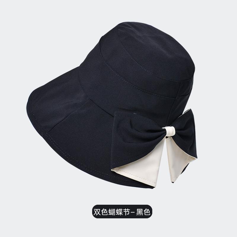 Two-color bow bucket hat summer outdoor play sunshade sunscreen hat fashion versatile big eaves hat children