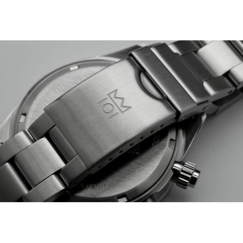 [HYAKUICHI 101] Classic Chronograph Non-Date 200m Waterproof Watch Center Chrono Men's Black Panda