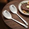 Long Handle Kitchen Spoon Fork Stainless Steel Serving Soup Spoon Integrated Spoon Fork  for Home