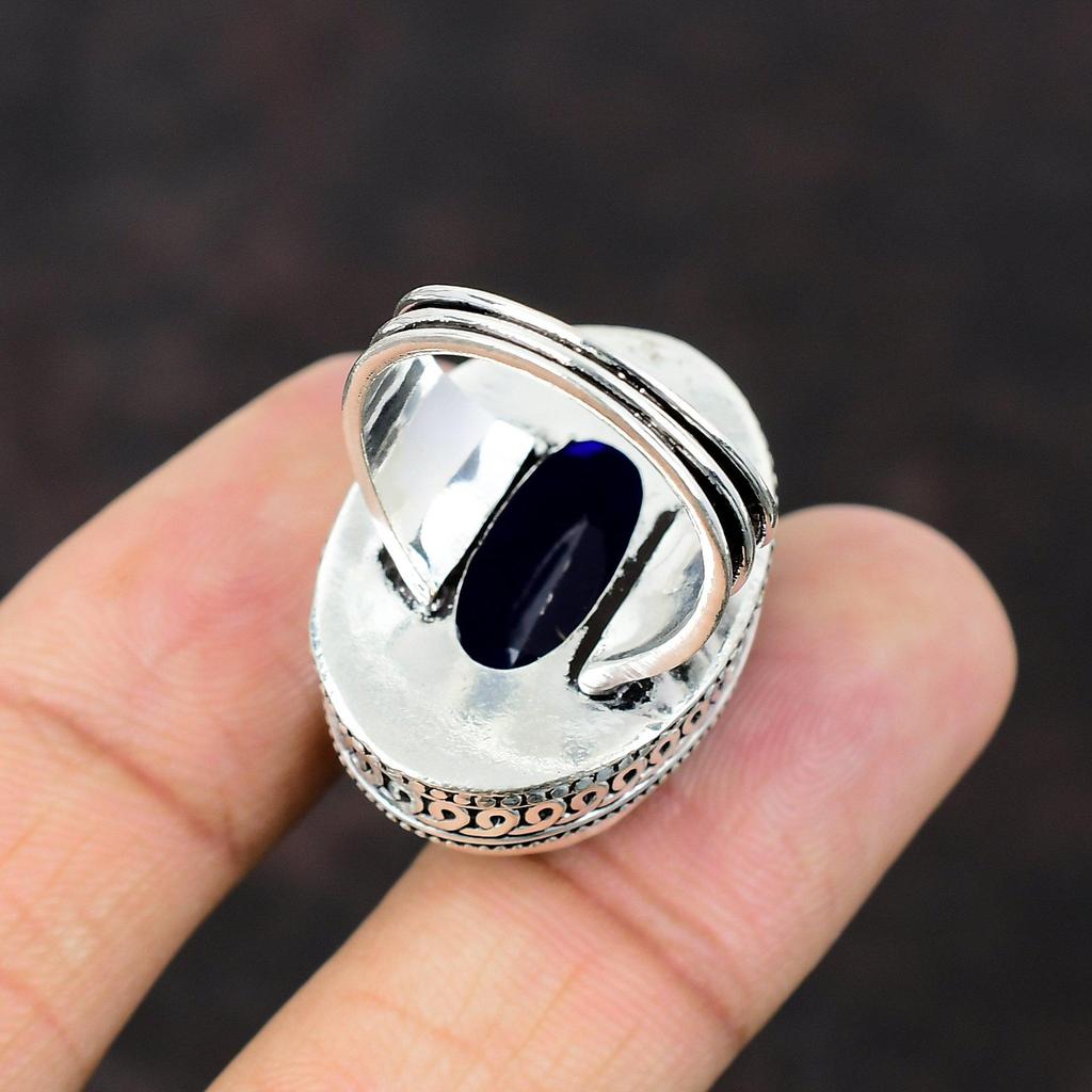 Faceted Tanzanite Quartz Ring 925 Sterling Silver Ring Vintage Jewelry Natural Gemstone Handmade Ring Gift For Mother Available In Ring Size