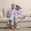 New Arrivals Open Run Long Sleeve Cotton Couple Pajamas With Piping Pants Setup