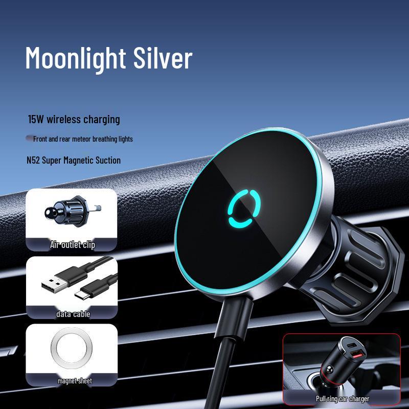 15W Magnetic Wireless Car Charger & Phone Holder for Apple/Android