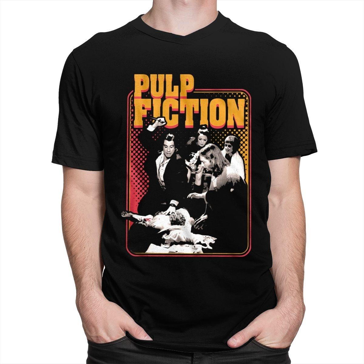 Man T Shirt Funny Retro Adrenaline Shot Pulp Fiction TShirt Men Women Short Sleeved Tops Mia Wallace Tops Quentin Tarantino T... S разноцветный