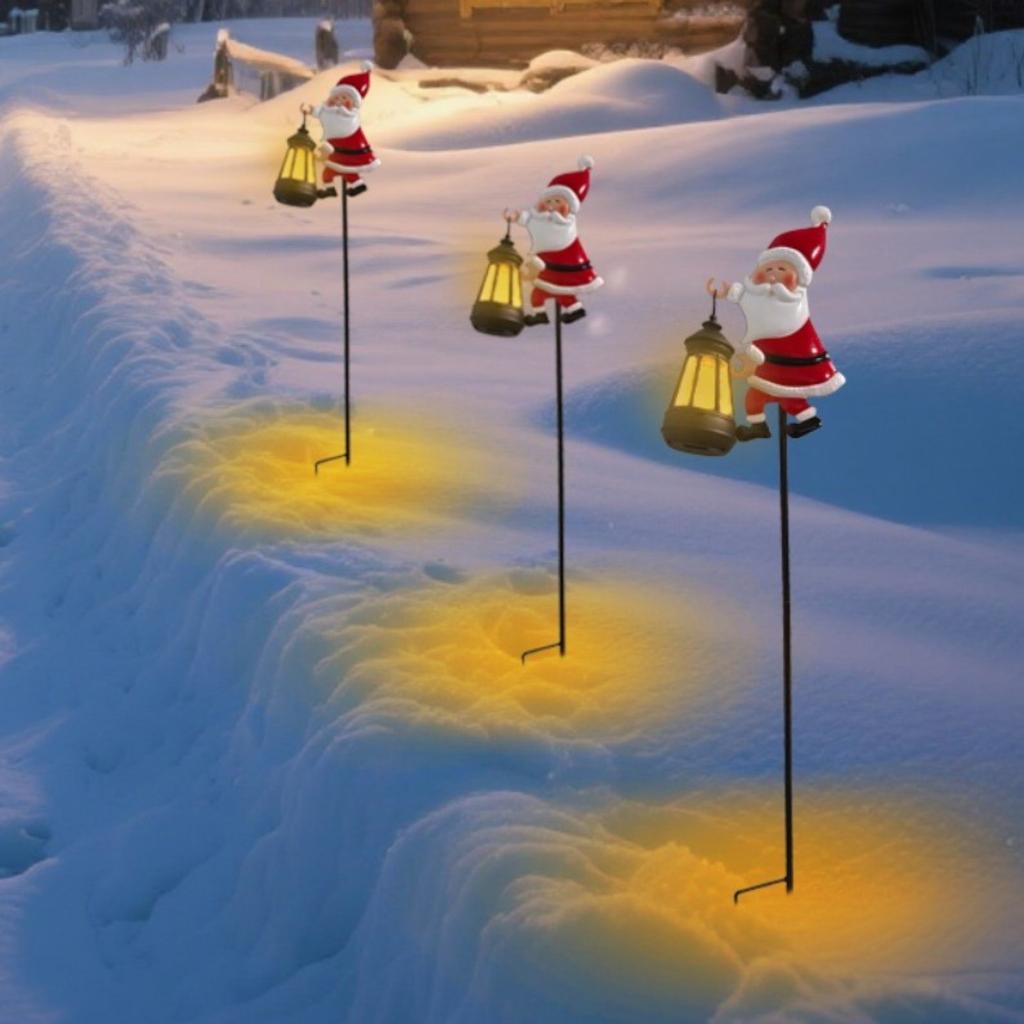 Santa  Light - Magical Christmas Watering Can With Solar LED Lights For Holiday Decor