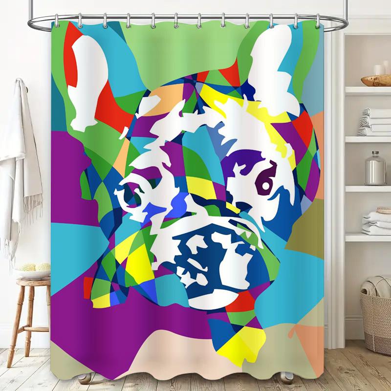 Colorful Dog Print Shower Curtain Modern Abstract Art For Bathroom Decorations Size: 72 X 84 Inches (180Cm X 213Cm)