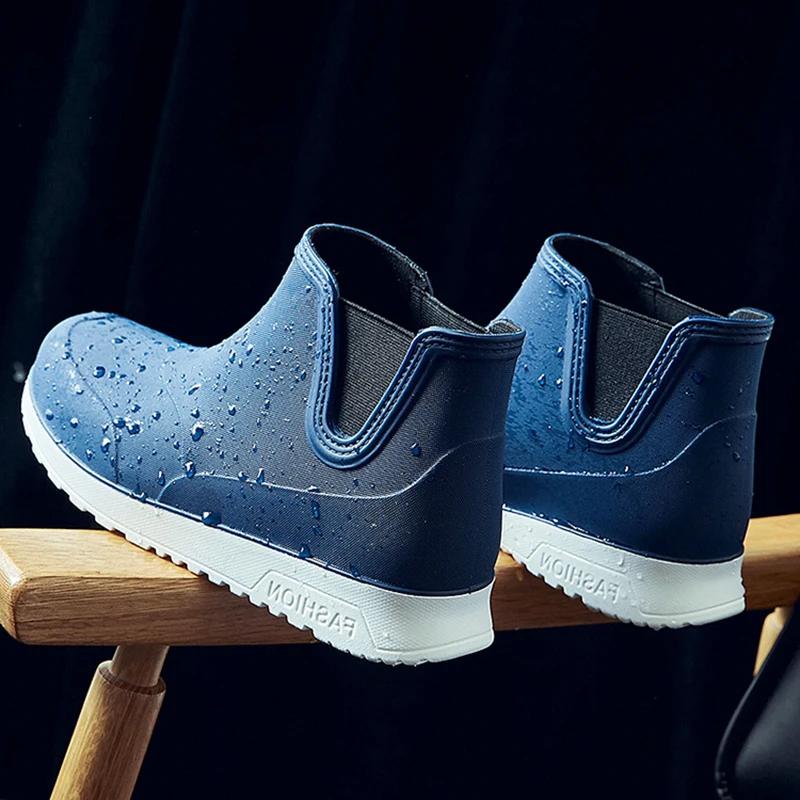 Fashion Rain Shoes for Lovers Rubber Shoe Platform Ankle Boots Autumn Winter Slip On Booties Boots for Men Waterproof Work Botas Hombres