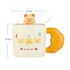 Creative Bear with Cover Spoon Ceramic Cup Embossed Three-dimensional Mug Cartoon Cute Water Cup Girls High Value Cup