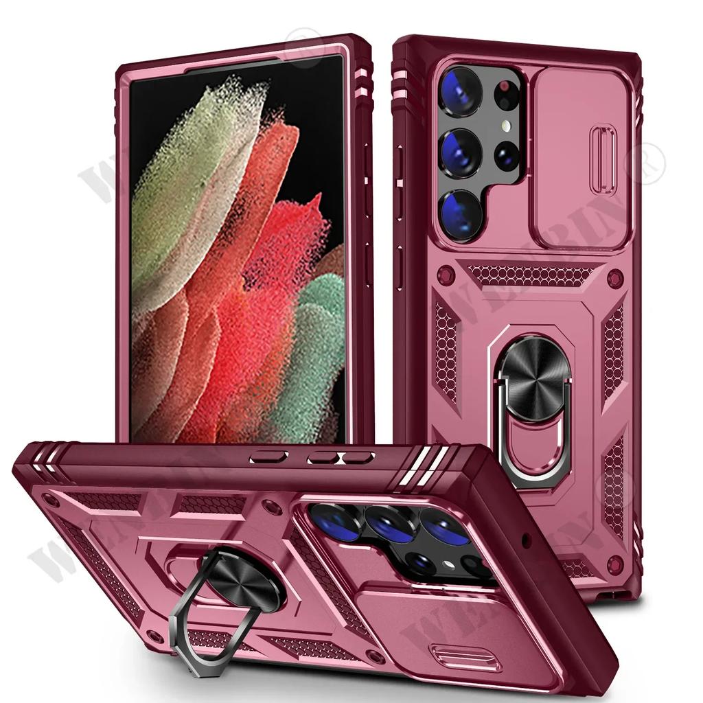 Case For Samsung S25 S24 S23 S22 Ultra Plus S24 FE A56 A36 Heavy Duty with Camera 360 Degree Rotate Kickstand Shockproof Cover