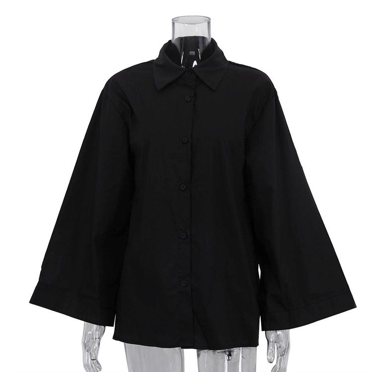 French simple commuter temperament shirt women's autumn new fashion lapel long-sleeved single-breasted loose casual top