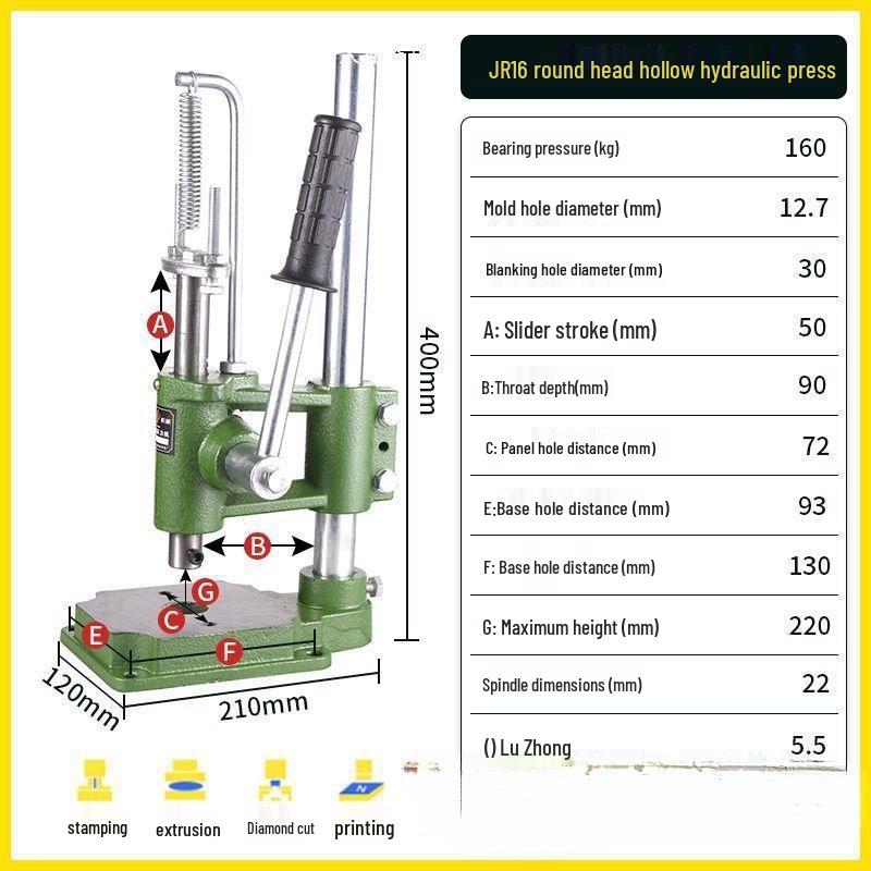 Solid Weighted Punch Press Manual - Hand Stamping Machine with 16 & 32 Type Hole Punch Options