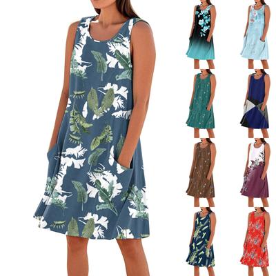 Summer Dresses For Women Loose Beach Vacation Casual Sleeveless Sundresses With Pockets Tank Dress