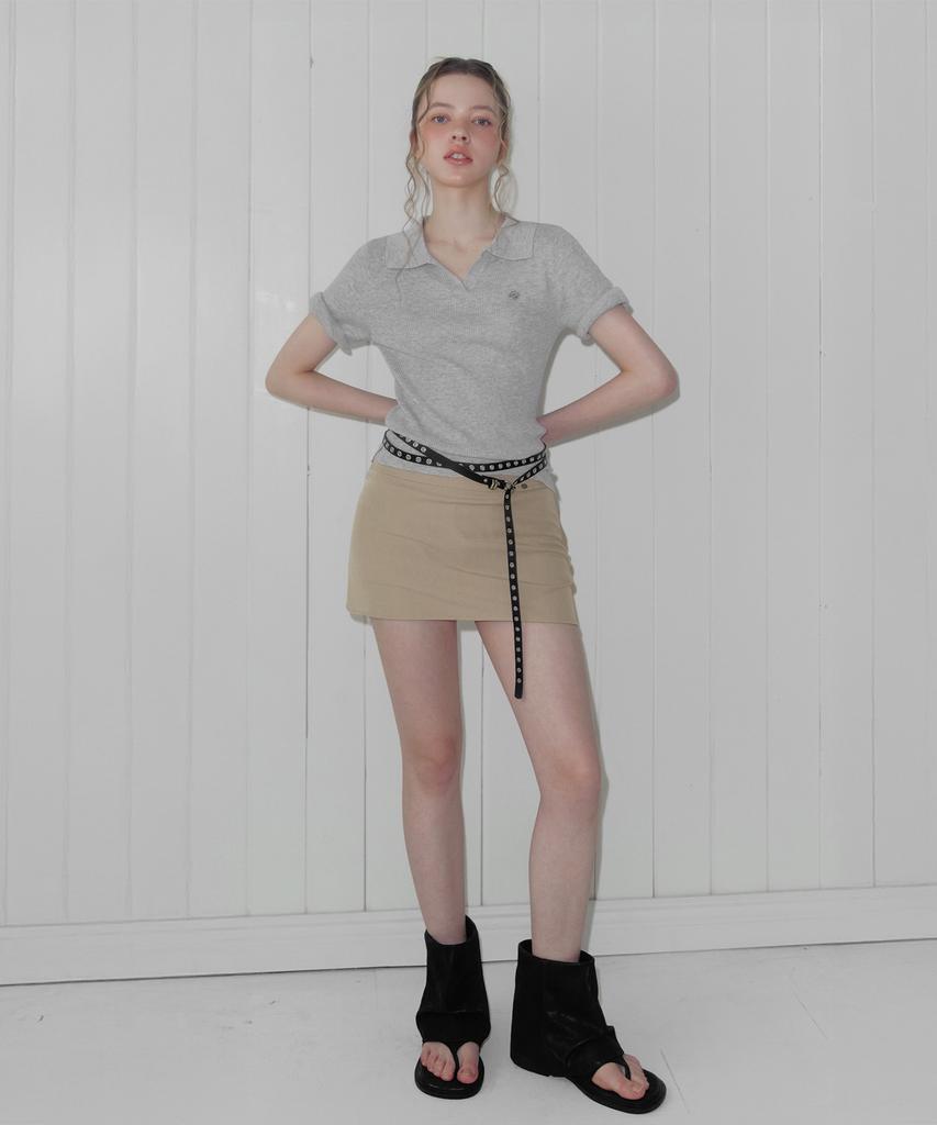 Teuwi Lildin Open Collar Short Sleeve Knit