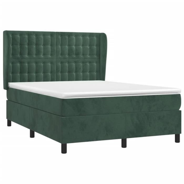 3129450 vidaXL Divan-lit Et Matelas Vert Foncé 140x190cm Velours