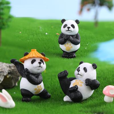 4 pièces Ornements Créatifs Mini Panda Kung Fu pour Voiture Maison Bonsaï Mignon Miniature Panda Kung Fu Décoration Pour Enfants Cadeau Jouets