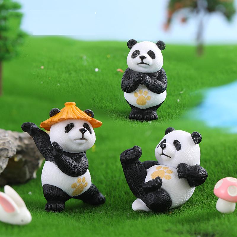 4pcs Creative Mini Kungfu Panda Ornaments for Car Household Bonsai Cute Miniature Kungfu Panda Decoration For Children Gift Toys