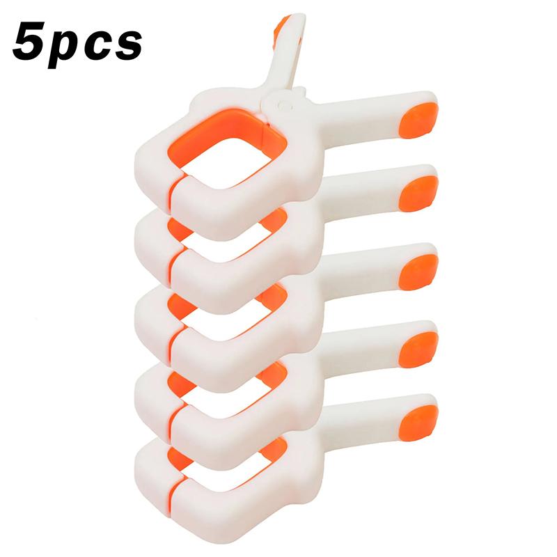 

5 шт. большие зажимы для пляжных полотенец, пластиковые прочные ветрозащитные прищепки для одежды, подвесной зажим для одеяла, многоразовые нескользящие фиксированные прищепки для сушки 5pcs оранжевый