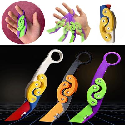 3D Explosive Gravity Folding Claw Knife Butterfly Claw Gravity Knife Jumping New Quick Push Decompression Toy Cool Knife