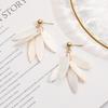 Women Concise Shell Long Tassel Metal Fashion Earrings