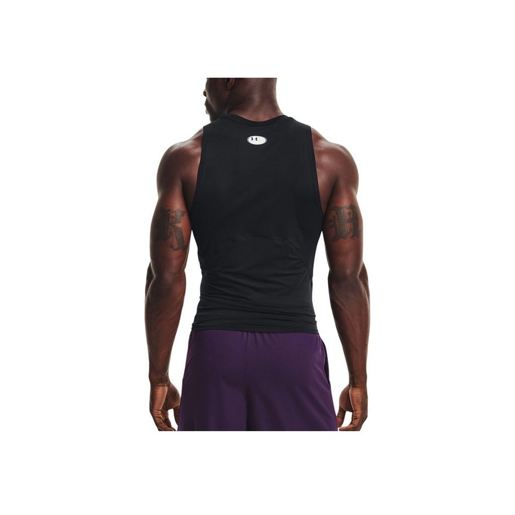 Under Armour HeatGear Compression Contrast Logo Sports Tank Top Men Tops Black 1368352-001