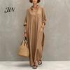 Women Summer Party Dress Maxi for Women, V-Neck Casual Oversized Boho Long Comfortable Daily Wear Dress, Sleeve Button Up Vacation Sundress