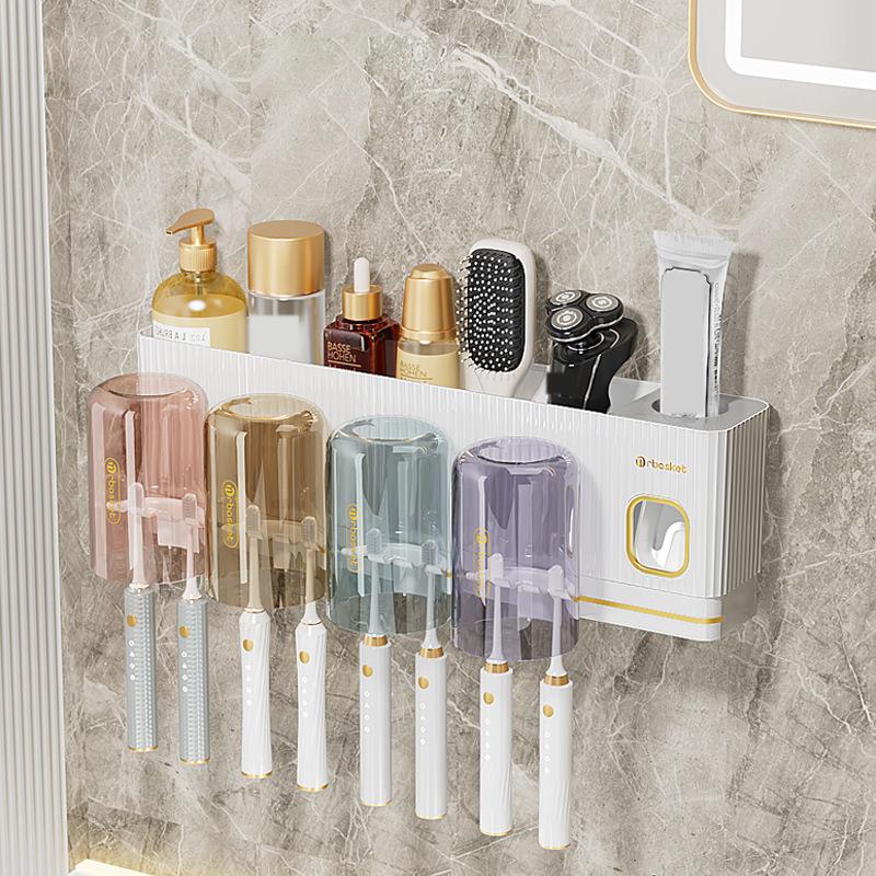 

Держатели для зубных щеток, аксессуары для ванной комнаты с дозатором зубной пасты, органайзер для зубных щеток на 2/3/4 чашки, настенный декор для ванной комнаты