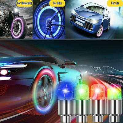 2 Pcs Car Wheel Tire Led Light Colorful Equipment Valve Lamp Air Valve Stem Caps Cover Accessories