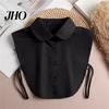 Layering Collar Women Fake Lapel Side Strap Single Breasted Solid Color Detachable Casual Style False Accessory